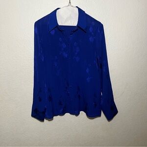 Zara Notched Collar Blue Button Down Shirt